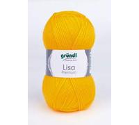 Gründl 5er Packung Wolle LISA Premium uni, 50gr, 100% Polyacryl,Bastelgarn,Strickgarn,Handarbeitswolle (10 maisgelb)