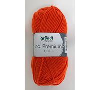 Gründl 5er Packung Wolle LISA Premium uni, 50gr, 100% Polyacryl,Bastelgarn,Strickgarn,Handarbeitswolle (11 orange)