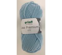 Gründl 5er Packung Wolle LISA Premium uni, 50gr, 100% Polyacryl,Bastelgarn,Strickgarn,Handarbeitswolle (08 hellblau)