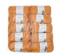 Gründl Alaska uni (Strick- und Häkelgarn mit wollartigem Charakter aus 80% Polyacryl und 20% Wolle, 100 g / 75 m, Nadelstärke: 10-12, 10 x 100 g), orange