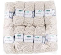 Gründl Alaska uni (Strick- und Häkelgarn mit wollartigem Charakter aus 80% Polyacryl und 20% Wolle, 100 g / 75 m, Nadelstärke: 10 mm - 12 mm, 10 x 100 g), Creme