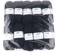 Gründl Alaska uni (Strick- und Häkelgarn mit wollartigem Charakter aus 80% Polyacryl und 20% Wolle, 100 g / 75 m, Nadelstärke: 10 mm - 12 mm, 10 x 100 g), schwarz