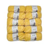Gründl Alaska uni (Strick- und Häkelgarn mit wollartigem Charakter aus 80% Polyacryl und 20% Wolle, 100 g / 75 m, Nadelstärke: 10-12, 10 x 100 g), gelb