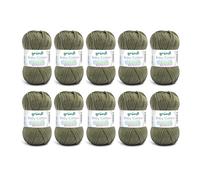 Gründl Baby Cotton Wolle zum Stricken und Häkeln, Babywolle aus 50% Baumwolle, 50% Polyacryl, strapazierfähig und pflegeleicht, 50 g / 140 m, Nadelstärke: 3,5-4,5, 10 x 50 g), olive