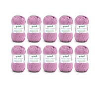 Gründl Baby Cotton Wolle zum Stricken und Häkeln, Babywolle aus 50% Baumwolle, 50% Polyacryl, strapazierfähig und pflegeleicht, 50 g / 140 m, Nadelstärke: 3,5-4,5, 10 x 50 g), flieder