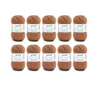 Gründl Baby Cotton Wolle zum Stricken und Häkeln, Babywolle aus 50% Baumwolle, 50% Polyacryl, strapazierfähig und pflegeleicht, 50 g / 140 m, Nadelstärke: 3,5-4,5, 10 x 50 g), rostbraun