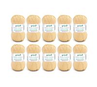 Gründl Baby Cotton Wolle zum Stricken und Häkeln, Babywolle aus 50% Baumwolle, 50% Polyacryl, strapazierfähig und pflegeleicht, 50 g / 140 m, Nadelstärke: 3,5-4,5, 10 x 50 g), gelb