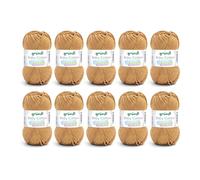 Gründl Baby Cotton Wolle zum Stricken und Häkeln, Babywolle aus 50% Baumwolle, 50% Polyacryl, strapazierfähig und pflegeleicht, 50 g / 140 m, Nadelstärke: 3,5-4,5, 10 x 50 g), mais