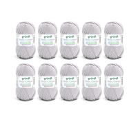 Gründl Baby Cotton Wolle zum Stricken und Häkeln, Babywolle aus 50% Baumwolle, 50% Polyacryl, strapazierfähig und pflegeleicht, 50 g / 140 m, Nadelstärke: 3,5-4,5, 10 x 50 g), hellgrau