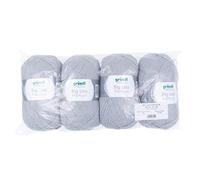 Gründl Big Lisa Premium Strick- & Häkelgarn (pflegeleichtes Garn aus 100% Polyacryl, 250 g/ 665 m, Nadelstärke: 3,5-4,5, 4 Knäuel á 250 g), Hellgrau
