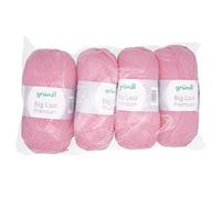 Gründl Big Lisa Premium Strick- & Häkelgarn (weicher und wollartiger Charakter, pflegeleichtes Garn aus 100% Polyacryl, 250 g/ 665 m, Nadelstärke: 3,5-4,5, 4 Knäuel á 250 g), Rosa