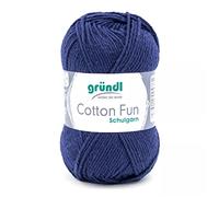 Gründl Cotton Fun Strickgarn/Häkelgarn (weiches Garn aus 100% Baumwolle, OEKO-TEX zertifiziert, 50 g/115 m, Nadelstärke: 3-4, 1 Knäuel á 50 g), Marine