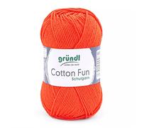 Gründl Cotton Fun Strickgarn/Häkelgarn (weiches Garn aus 100% Baumwolle, OEKO-TEX zertifiziert, 50 g/115 m, Nadelstärke: 3-4, 1 Knäuel á 50 g), Orange