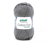 Gründl Cotton Fun Strickgarn/ Häkelgarn (weiches Garn aus 100% Baumwolle , OEKO-TEX zertifiziert, 50 g/115 m, Nadelstärke: 3-4, 1 Knäuel á 50 g), Anthrazit