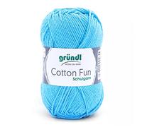 Gründl Wolle Cotton Fun - Wolle zum Häkeln - Strickgarn - Häkelgarn - Pflegeleicht und hautfreundlich - 100% Baumwolle - 1 Knäuel 50 g / 115 m - Nadelstärke 3-4 - Himmelblau