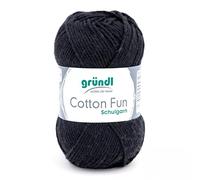 Gründl Cotton Fun Strickgarn/Häkelgarn (weiches Garn aus 100% Baumwolle, OEKO-TEX zertifiziert, 50 g/115 m, Nadelstärke: 3-4, 1 Knäuel á 50 g), Schwarz
