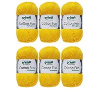 Gründl Cotton Fun Wolle Set 6x 50 Gramm Sonnengelb 04 aus 100% Baumwolle