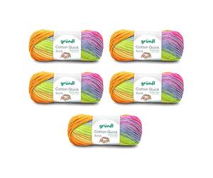 Gründl Cotton Quick Batik Garn, 5 x 100 g, Orange/Grün/Blau/Lila