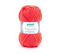 Gründl Filzwolle uni (Wolle zum Filzen, Stricken und Häkeln, Garn aus 100% Schurwolle, 50 g / 50 m, Nadelstärke: 8-9, 1 x 50 g), Orange
