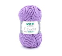 Gründl Filzwolle uni (Wolle zum Filzen, Stricken und Häkeln, Garn aus 100% Schurwolle, 50 g / 50 m, Nadelstärke: 8-9, 1 x 50 g), Flieder