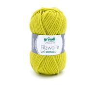Gründl Filzwolle uni (Wolle zum Filzen, Stricken und Häkeln, Garn aus 100% Schurwolle, 50 g / 50 m, Nadelstärke: 8-9, 1 x 50 g), Limette