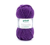 Gründl Filzwolle uni (Wolle zum Filzen, Stricken und Häkeln, Garn aus 100% Schurwolle, 50 g / 50 m, Nadelstärke: 8-9, 1 x 50 g), Lila