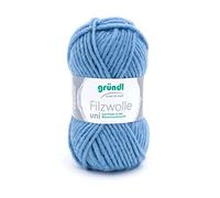 Gründl Filzwolle uni (Wolle zum Filzen, Stricken und Häkeln, Garn aus 100% Schurwolle, 50 g / 50 m, Nadelstärke: 8-9, 1 x 50 g), Taubenblau
