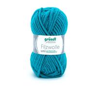 Gründl Filzwolle uni (Wolle zum Filzen, Stricken und Häkeln, Garn aus 100 % Schurwolle, 50 g / 50 m, Nadelstärke: 8 - 9, 1 x 50 g), Türkisgrün