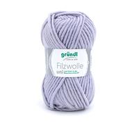 Gründl Filzwolle uni (Wolle zum Filzen, Stricken und Häkeln, Garn aus 100% Schurwolle, 50 g / 50 m, Nadelstärke: 8-9, 1 x 50 g), Silbergrau