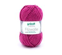 Gründl Filzwolle uni (Wolle zum Filzen, Stricken und Häkeln, Garn aus 100% Schurwolle, 50 g / 50 m, Nadelstärke: 8-9, 1 x 50 g), Fuchsia