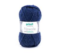 Gründl Filzwolle uni (Wolle zum Filzen, Stricken und Häkeln, Garn aus 100% Schurwolle, 50 g / 50 m, Nadelstärke: 8-9, 1 x 50 g), Marine