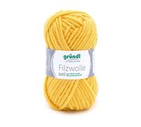 Gründl Filzwolle uni (Wolle zum Filzen, Stricken und Häkeln, Garn aus 100% Schurwolle, 50 g / 50 m, Nadelstärke: 8-9, 1 x 50 g), Zitrone