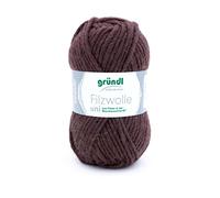 Gründl Filzwolle uni (Wolle zum Filzen, Stricken und Häkeln, Garn aus 100% Schurwolle, 50 g / 50 m, Nadelstärke: 8-9, 1 x 50 g), Schokolade