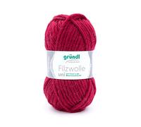 Gründl Filzwolle uni (Wolle zum Filzen, Stricken und Häkeln, Garn aus 100% Schurwolle, 50 g / 50 m, Nadelstärke: 8-9, 1 x 50 g), Bordeaux