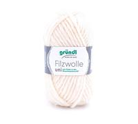 Gründl Filzwolle uni (Wolle zum Filzen, Stricken und Häkeln, Garn aus 100% Schurwolle, 50 g / 50 m, Nadelstärke: 8-9, 1 x 50 g), Creme
