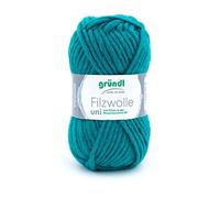 Gründl Filzwolle uni (Wolle zum Filzen, Stricken und Häkeln, Garn aus 100% Schurwolle, 50 g / 50 m, Nadelstärke: 8-9, 1 x 50 g), Petrol
