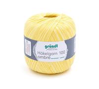 Gründl Häkelgarn 100 ombré (mercerisiertes Baumwollgarn zum Häkeln aus 100% Baumwolle, 100 g / 566 m, Nadelstärke: 1,5-2, 1 x 100 g), Zitrone