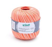 Gründl Häkelgarn 100 ombré (mercerisiertes Baumwollgarn zum Häkeln aus 100% Baumwolle, 100 g / 566 m, Nadelstärke: 1,5-2, 1 x 100 g), Orange