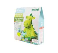 Gründl Häkelset Dino Dieter 15 cm 7-teiliges Set aus 100% Baumwolle waschbar bei 30°C ideal für Häkelprojekte und DIY-Fans