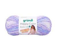 Gründl Happy Color Batik, 100% Polyacryl, Strick- u. Häkelgarn, 100g/250 m LL,empf. NS 4-5 mm, Anti Pilling (09 weiß-indigo-kornblume-flieder)