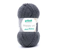 Gründl Happy Uni (Strick- und Häkelgarn mit wollartigem Charakter aus 100% Polyacryl, Anti-Pilling, 100 g / 250 m, Nadelstärke: 4-5, 1 x 100 g), Anthrazit
