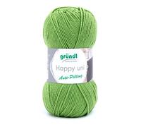 Gründl Happy Uni (Strick- und Häkelgarn mit wollartigem Charakter aus 100% Polyacryl, Anti-Pilling, 100 g / 250 m, Nadelstärke: 4-5, 1 x 100 g), Maigrün