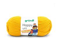 Gründl Happy Uni (Strick- und Häkelgarn mit wollartigem Charakter aus 100% Polyacryl, Anti-Pilling, 100 g / 250 m, Nadelstärke: 4-5, 1 x 100 g), maisgelb