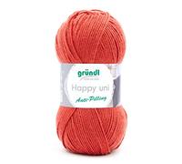 Gründl Happy uni (Strick- und Häkelgarn mit wollartigem Charakter aus 100 % Polyacryl, Anti-Pilling, 100 g / 250 m, Nadelstärke: 4 - 5, 1 x 100 g), Orange