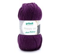 Gründl Happy Uni (Strick- und Häkelgarn mit wollartigem Charakter aus 100% Polyacryl, Anti-Pilling, 100 g / 250 m, Nadelstärke: 4-5, 1 x 100 g), Pflaume