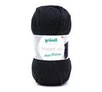 Gründl Happy Uni (Strick- und Häkelgarn mit wollartigem Charakter aus 100% Polyacryl, Anti-Pilling, 100 g / 250 m, Nadelstärke: 4-5, 1 x 100 g), Schwarz