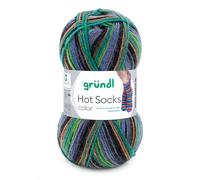Gründl Hot Socks Color, Sockenwolle mit Farbverlauf blau grün türkis ocker, Strumpfwolle 4-fach, 4-fädig, Sockengarn, 50g | 75% Wolle, 25% Polyamid (405)
