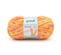 gründl Hot Socks Manerba Sockenwolle 4-fädig 100g 420m Nadelstärke 2,5-3,0 75% Schurwolle 25% Polyamid Schonwaschgang bis 40°C Made in Italy für Pullover Gr. 38 500g Orange/Gelb/Natur