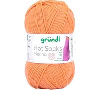 Gründl Sockenwolle Hot Socks Merino – 4-fädig, 50 g/200 m, 75% Merino (superwash), Farbe 09 Orange
