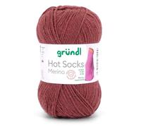Gründl Hot Socks Merino, Sockenwolle bordeaux mit weicher Merinowolle, Strumpfwolle, Sockengarn, 50g 210m (28)